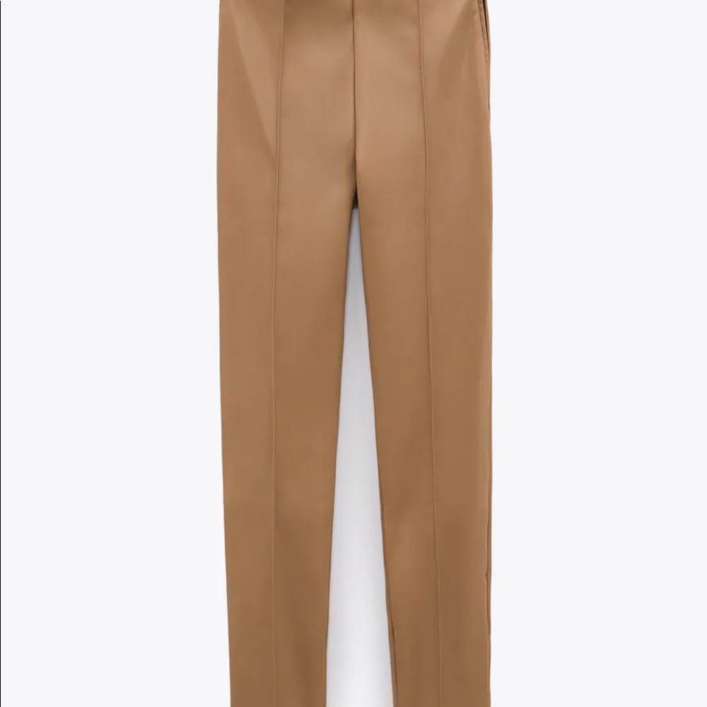 Zara Camel Vegan Leather Leggings size small